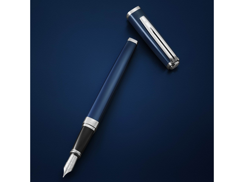 Waterman Exception Fountain Pen Blue Lacquer with Palladium trim 18K Gold Medium Nib Blue Ink Gift Box