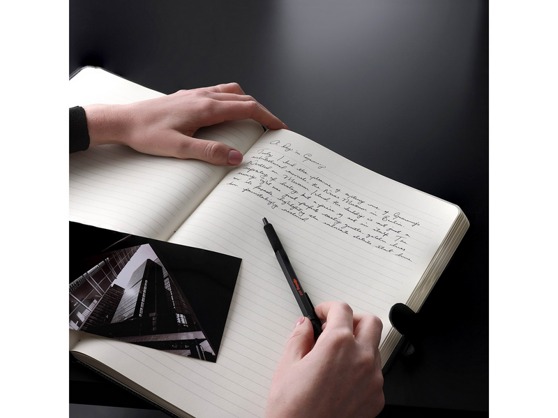 Rotring 600 Gel Pen | 0.55 mm | Black Ink | Black Metal Body Pen | Non-Slip Knurled Grip & Hexagonal Barrel | Refillable