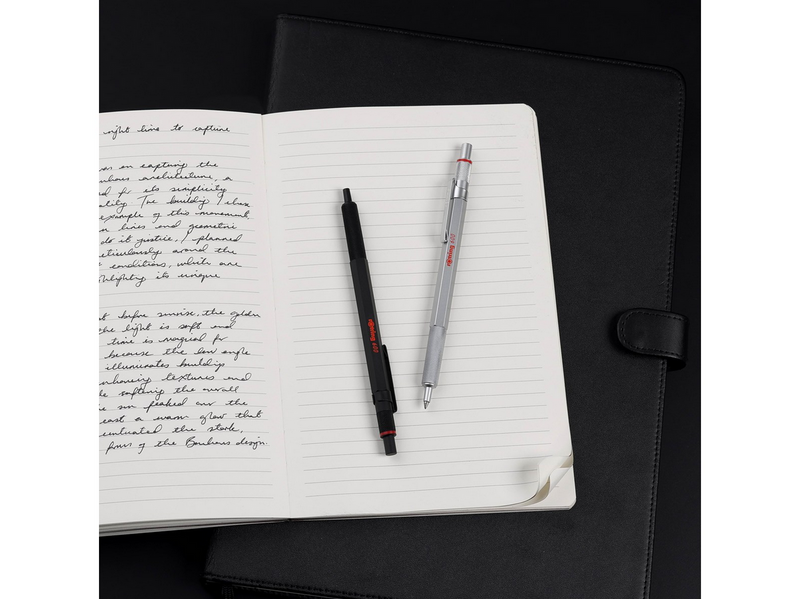 Rotring 600 Gel Pen | 0.55 mm | Black Ink | Black Metal Body Pen | Non-Slip Knurled Grip & Hexagonal Barrel | Refillable