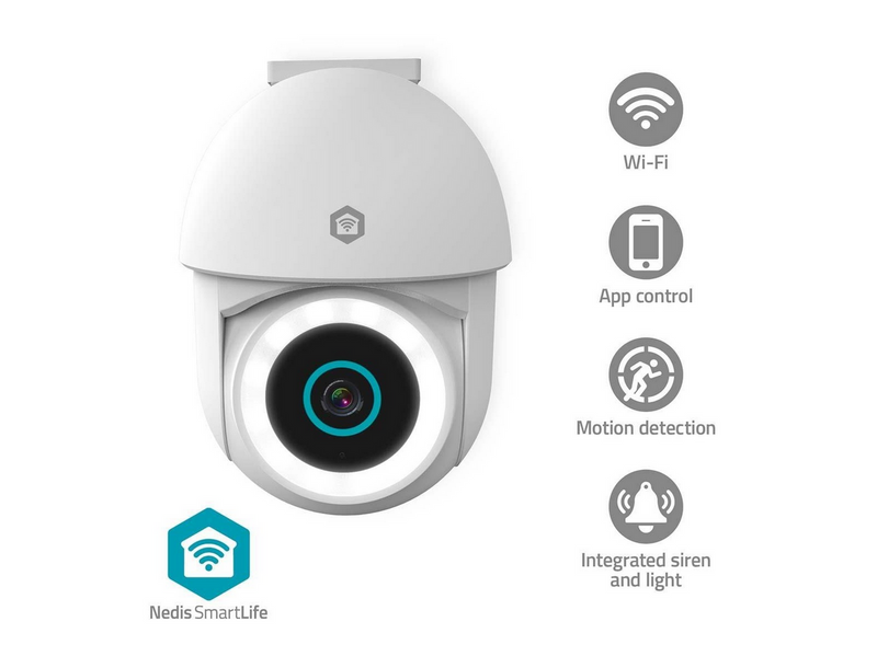 Nedis SmartLife outdoor camera Wi-Fi 3MP Full HD 1296p IP65 With motion sensor Night vision White