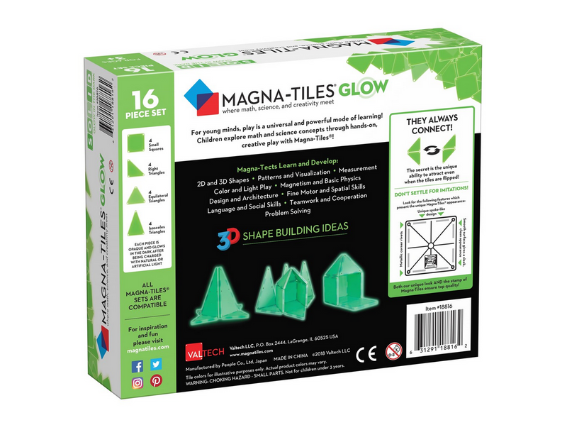 Magna-Tiles Glow 16-Piece Magnetic Building Set