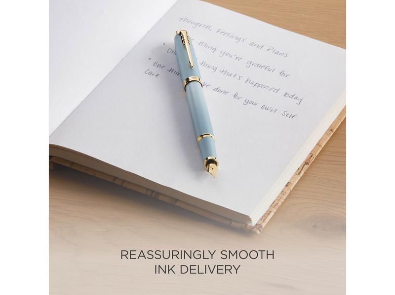 Parker IM Writing Rituals Fountain Pen | Turquoise Green Finish with Gradient | Gold Trims | Medium Nib | Blue Ink | Gift Box