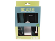 cozze BBQ Set 4-teilig: Spachtel, Zange, Grillbürste & Hand