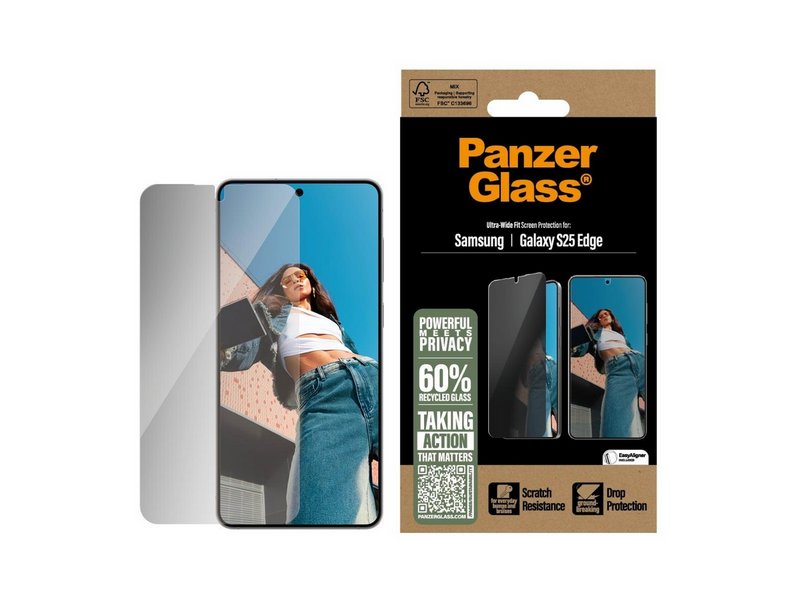 PanzerGlass Privacy Screen Protector Samsung S25 Edge | Ultra-Wide Fit