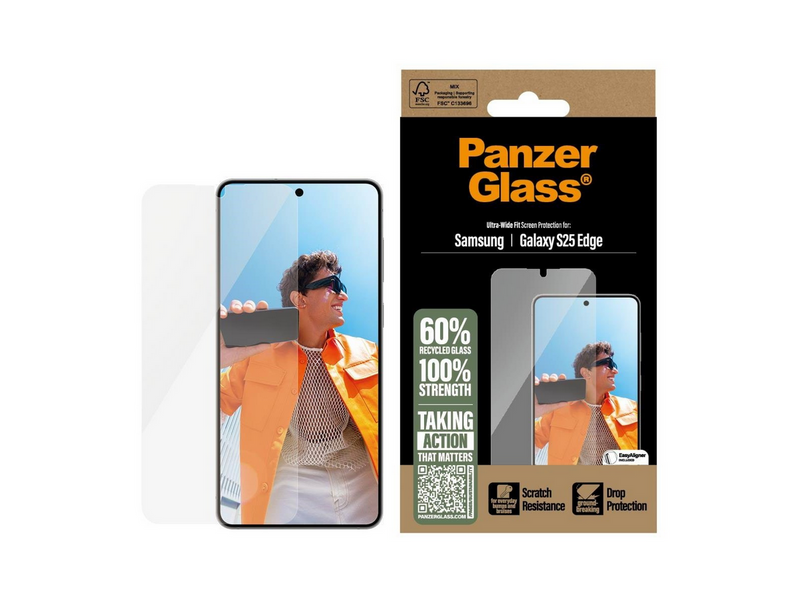 PanzerGlass Screen Protector Samsung S25 Edge | Ultra-Wide Fit