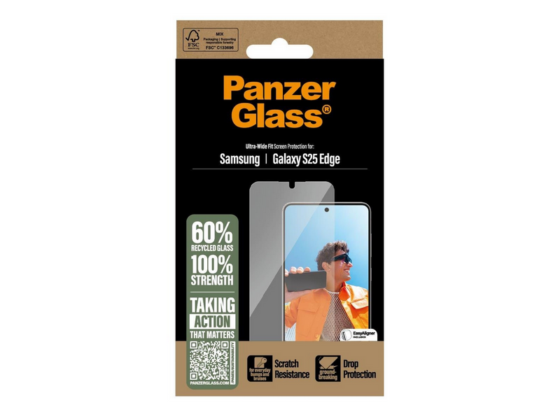 PanzerGlass Screen Protector Samsung S25 Edge | Ultra-Wide Fit