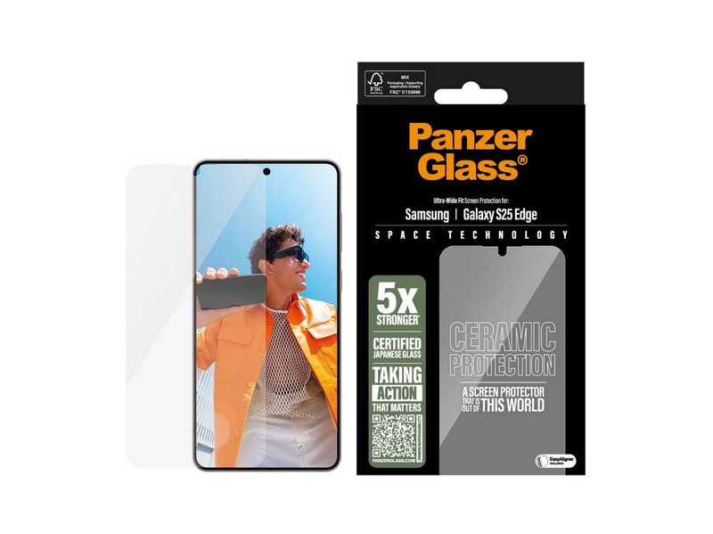 PanzerGlass Ceramic Screen Protector Samsung S25 Edge | Ultra-Wide Fit