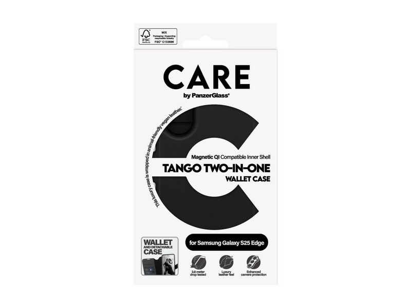 CARE by PanzerGlass Feature Case Tango Two-in-One Wallet w. Qi-Compatible Samsung S25 Edge