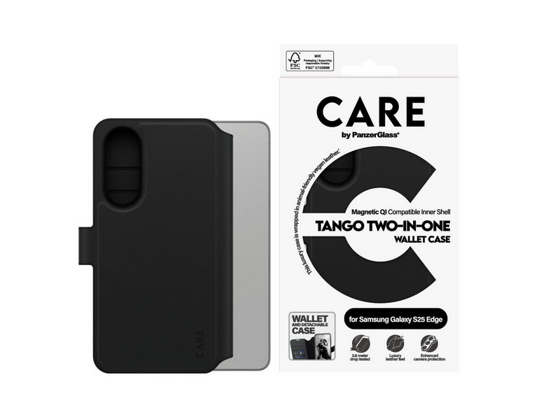 CARE by PanzerGlass Feature Case Tango Two-in-One Wallet w. Qi-Compatible Samsung S25 Edge