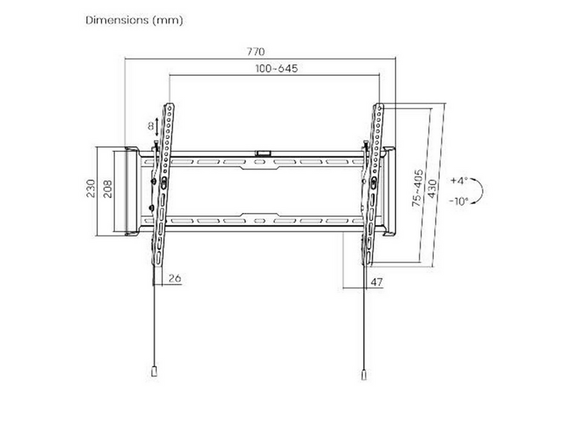 dezen TV Wall Mount - Tilt - Ultra Slim - 37"-80" - Max 75 kg - recommended for 80"
