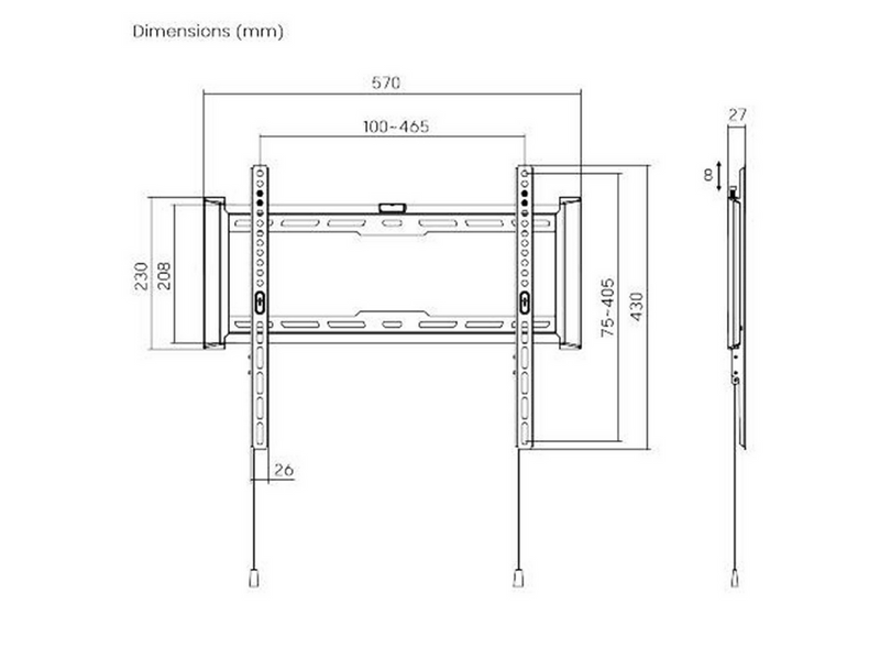dezen TV Wall Mount - Slim - Ultra Slim - 37"-70" - Max 75 kg - recommended for 70"