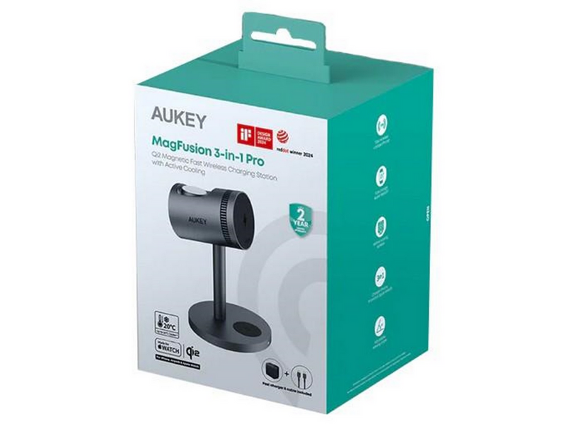 Aukey LC-MC311A MagFusion 3-in-1 Pro Qi2 Active Cooling Wireless Charging Station