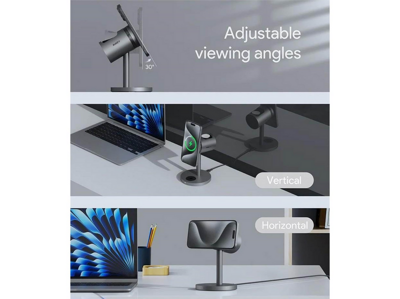 Aukey LC-MC311A MagFusion 3-in-1 Pro Qi2 Active Cooling Wireless Charging Station