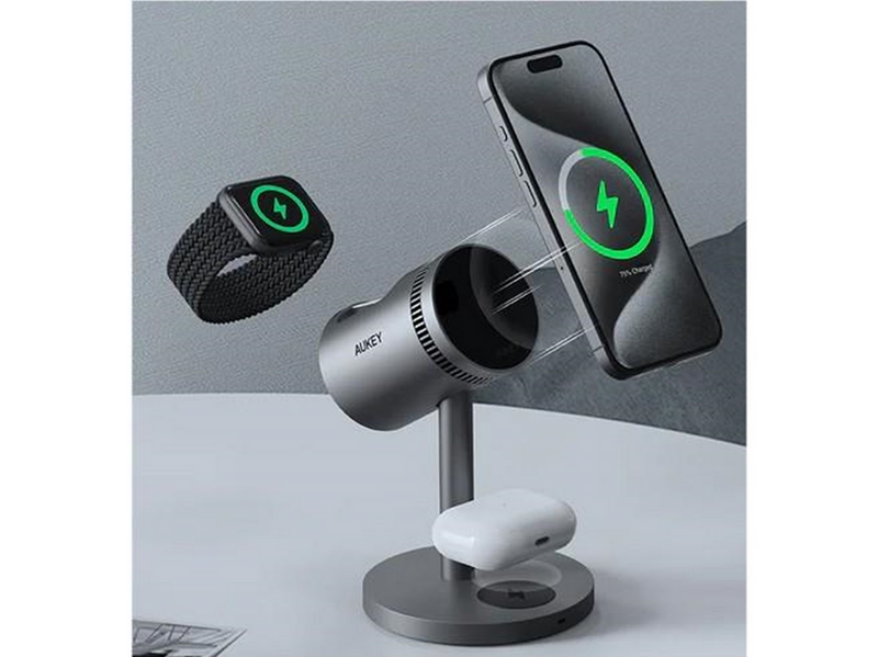 Aukey LC-MC311A MagFusion 3-in-1 Pro Qi2 Active Cooling Wireless Charging Station