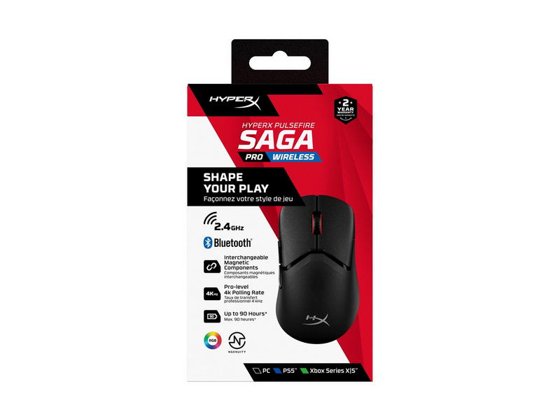 HyperX Pulsefire Saga Pro Wireless Gaming Mouse - Black - Gaming Maus (Schwarz)