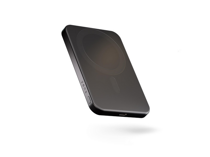 ZENS Slim Qi2 Aluminium Powerbank 5000 mAh - Black - 5000 mAh