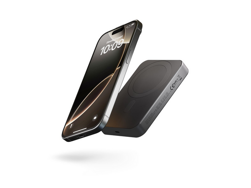 ZENS Slim Qi2 Aluminium Powerbank 10.000 mAh - Black - 10000 mAh