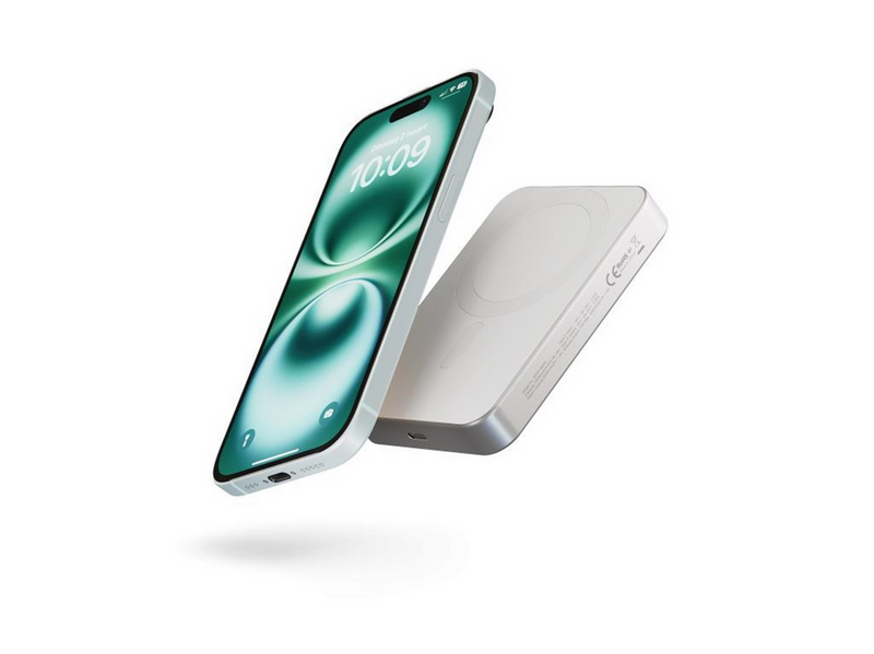 ZENS Slim Qi2 Aluminium Powerbank 10.000 mAh - White - 10000 mAh