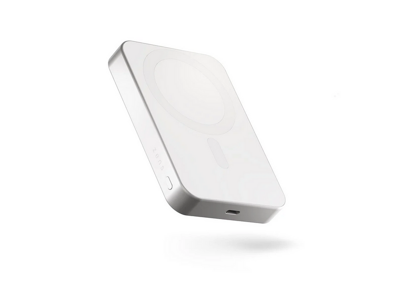 ZENS Slim Qi2 Aluminium Powerbank 10.000 mAh - White - 10000 mAh