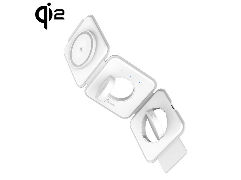 j5create Qi2 3-in-1 Magnetic Travel Wireless Charging Station