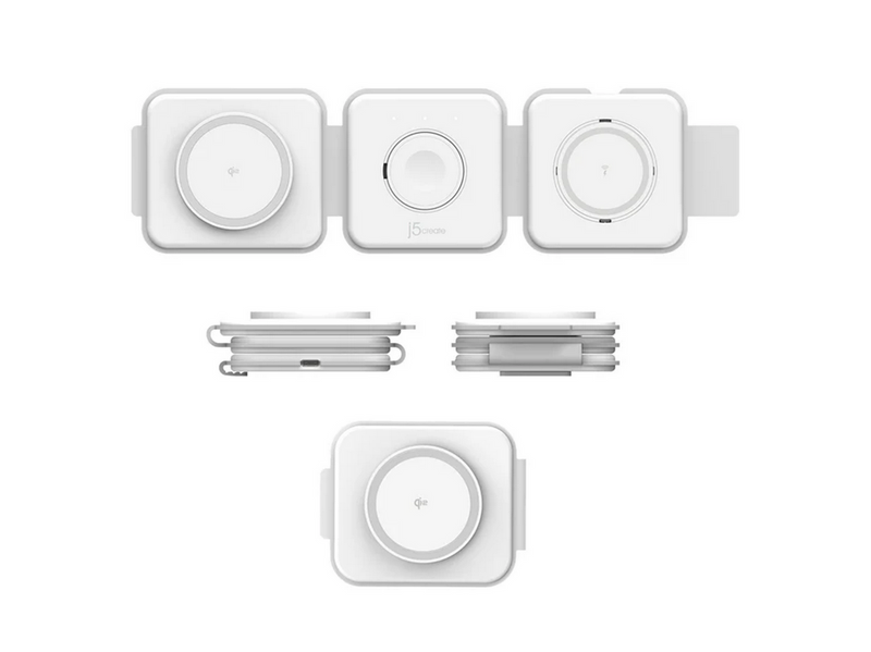j5create Qi2 3-in-1 Magnetic Travel Wireless Charging Station