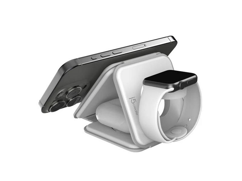 j5create Qi2 3-in-1 Magnetic Travel Wireless Charging Station
