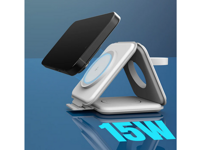 j5create Qi2 3-in-1 Magnetic Travel Wireless Charging Station