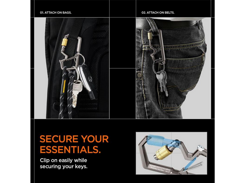 Spigen Carabiner With Key Ring 2nd Gen 1 Pack - gunmetal