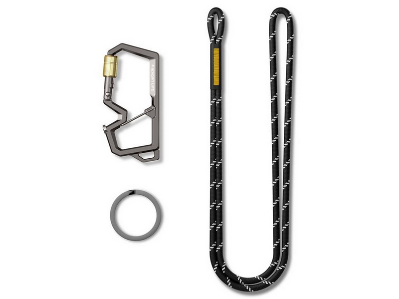 Spigen Carabiner With Key Ring 2nd Gen 1 Pack - gunmetal