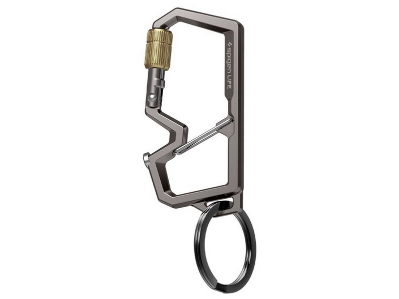 Spigen Carabiner With Key Ring 2nd Gen 1 Pack - gunmetal