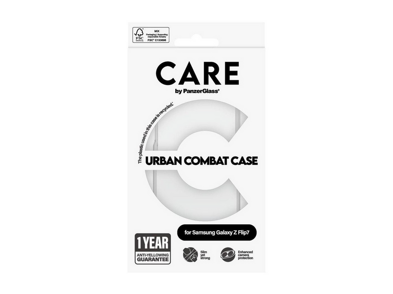 CARE by PanzerGlass Flagship Case Transparent Urban Combat w. Clear Frame Samsung Galaxy Z Flip7