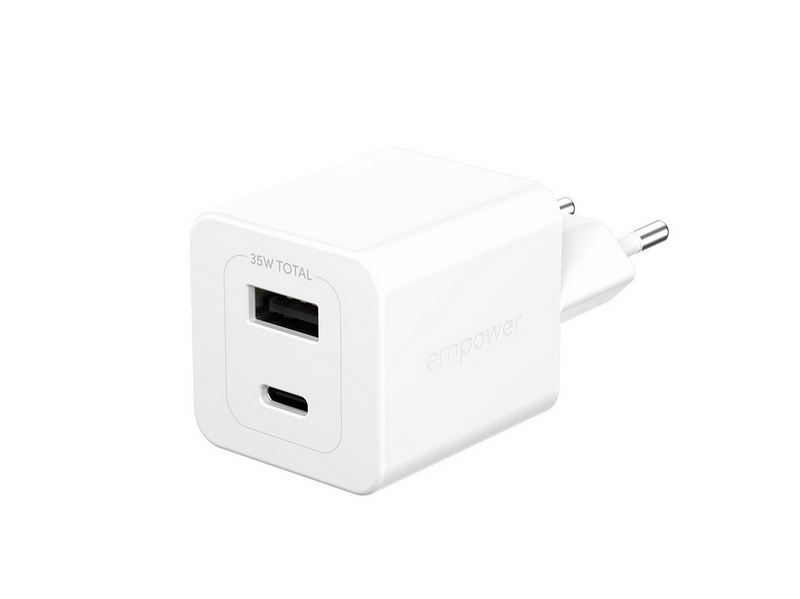 empower by PanzerGlass Turbo 35W Charger incl. USB-C + USB-A | EU Plug | Silver White