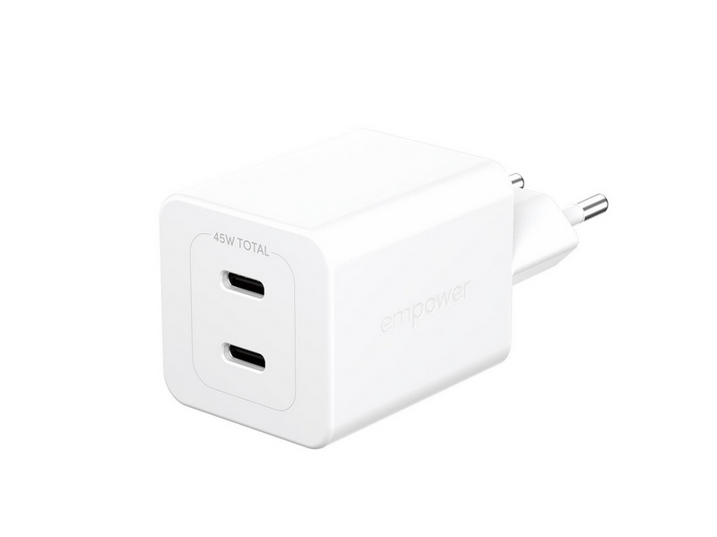 empower by PanzerGlass Turbo 45W Charger incl. 2 x USB-C | EU Plug | Silver White