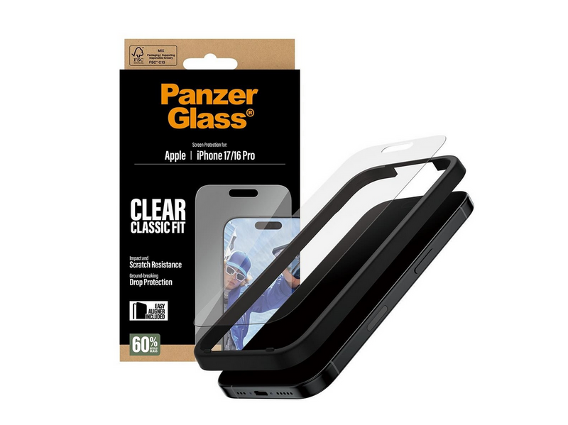 PanzerGlass Screen Protector iPhone 17 | iPhone 16 Pro | Classic Fit w. EasyAligner