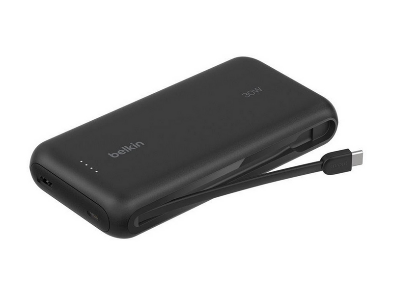 Belkin BoostCharge power bank - with integrated cable - 2 x USB-C USB - 30 Watt - 20000 mAh