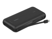 Belkin BoostCharge power bank - with integrated cable - 2 x USB-C USB - 30 Watt - 20000 mAh