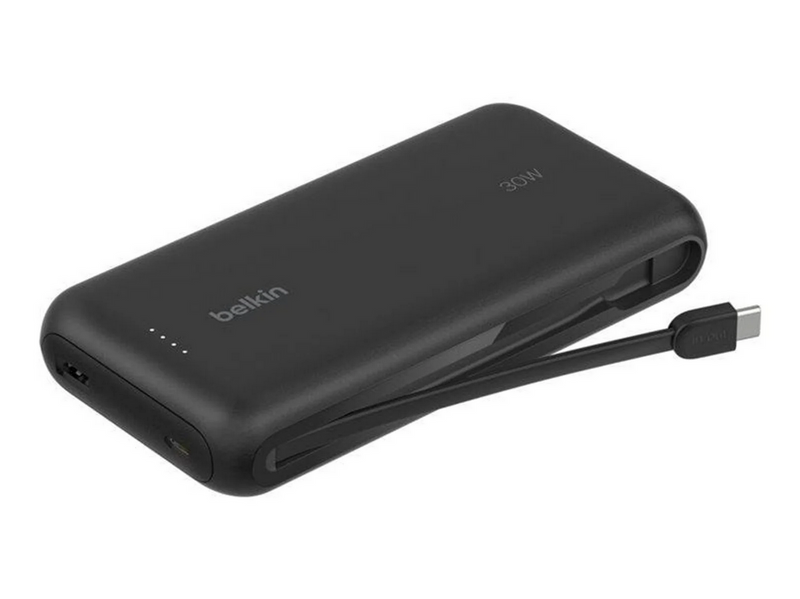 Belkin BoostCharge power bank - with integrated cable - 2 x USB-C USB - 30 Watt - 20000 mAh