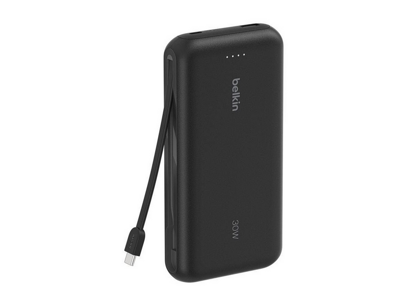Belkin BoostCharge power bank - with integrated cable - 2 x USB-C USB - 30 Watt - 20000 mAh