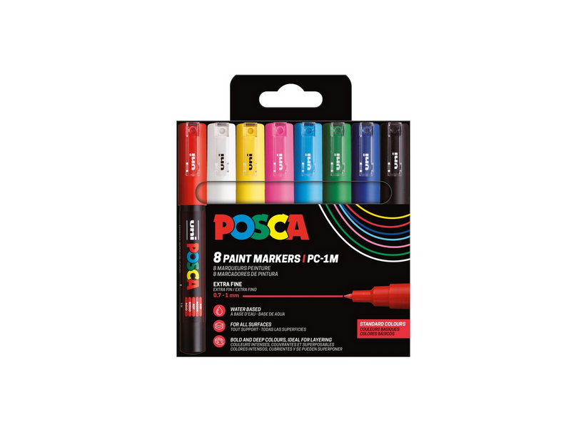 POSCA marker sæt PC-1M 8 ass. std. farver