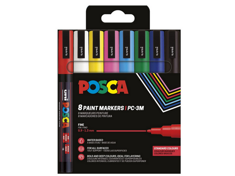 POSCA marker sæt PC-3M 8 ass. farver std.