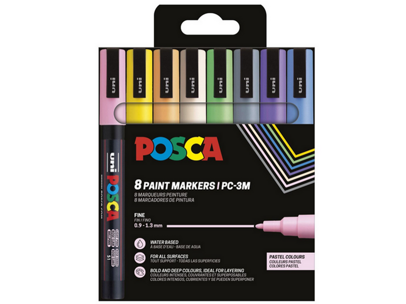 POSCA marker sæt PC-3M 8 ass. Pastel farver