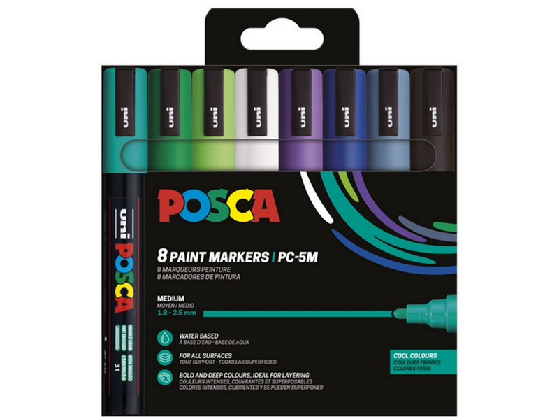 POSCA marker sæt PC-5M 8 ass. Cool colors