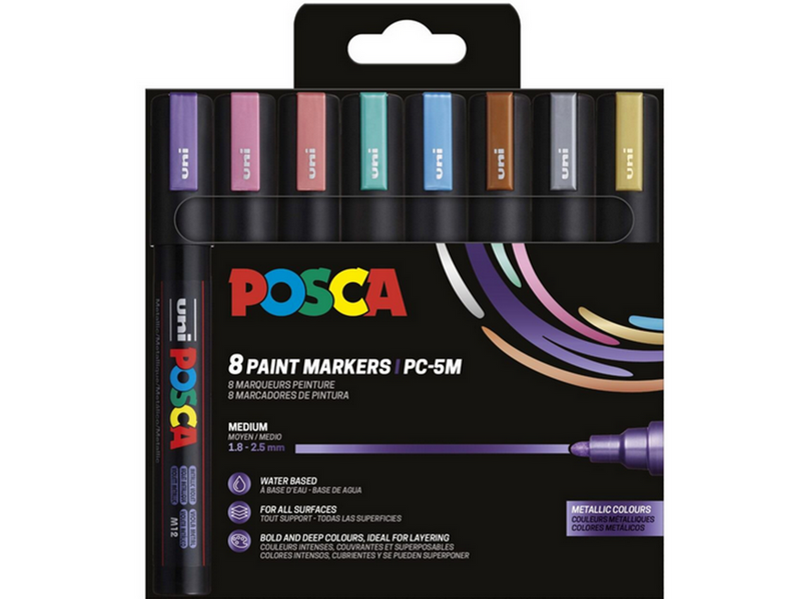 POSCA marker sæt PC-5M 8 ass. metallic. Farver