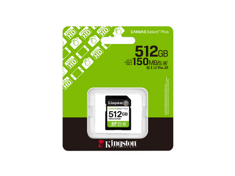 Kingston Canvas Select Plus Gen3 SDXC - 150MB/s - 512GB