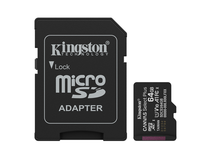 Kingston Canvas Select Plus Gen3 MicroSD/SD - 100MB/s - 64GB