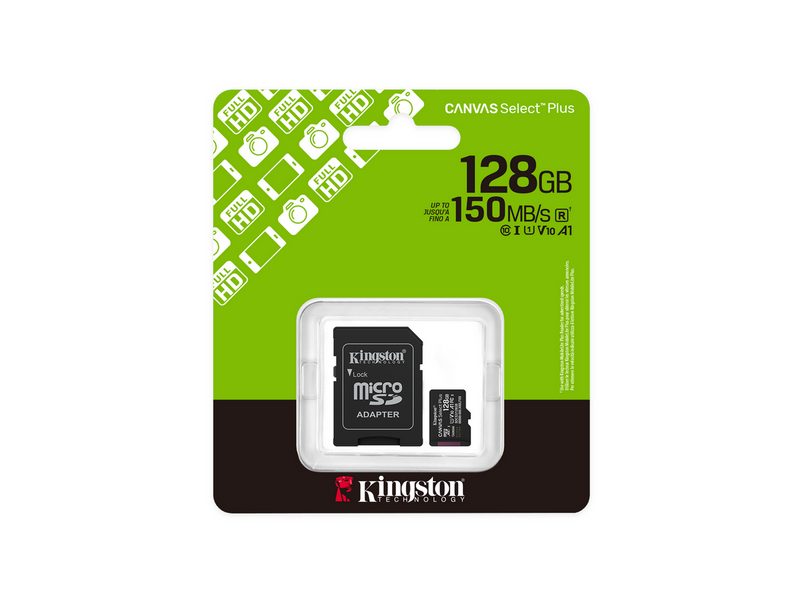 Kingston Canvas Select Plus Gen3 MicroSD/SD - 150MB/s - 128GB
