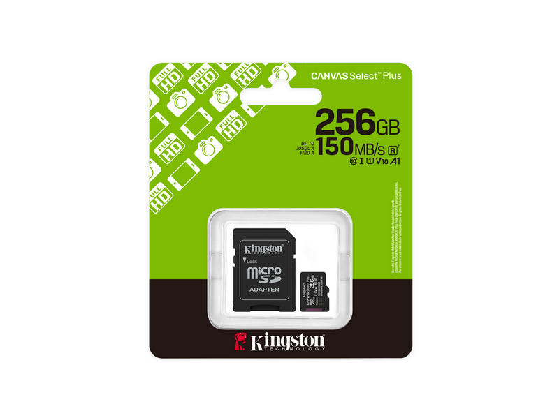 Kingston Canvas Select Plus Gen3 MicroSD/SD - 150MB/s - 256GB