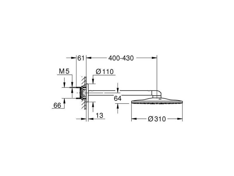 Grohe smartactive 310 main shower set 430 mm brushed cool sunrise