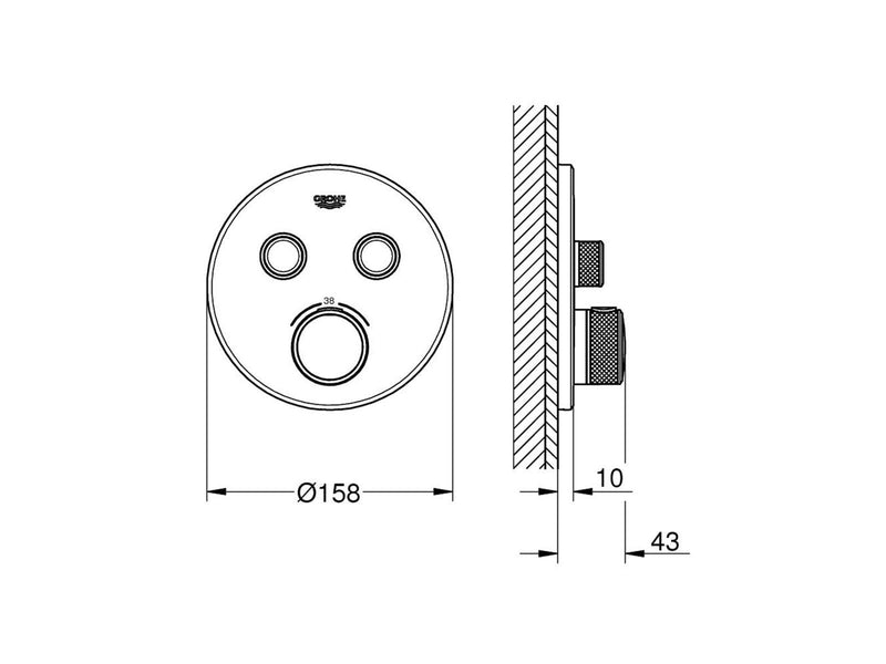 Grohe grt smartcontrol thm trimset round 2sc