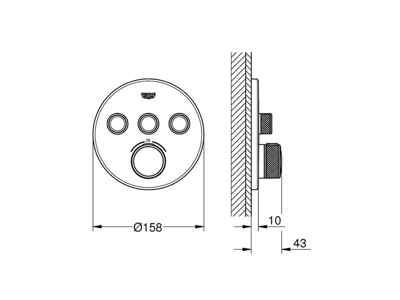 Grohe grt smartcontrol thm trimset round 3sc